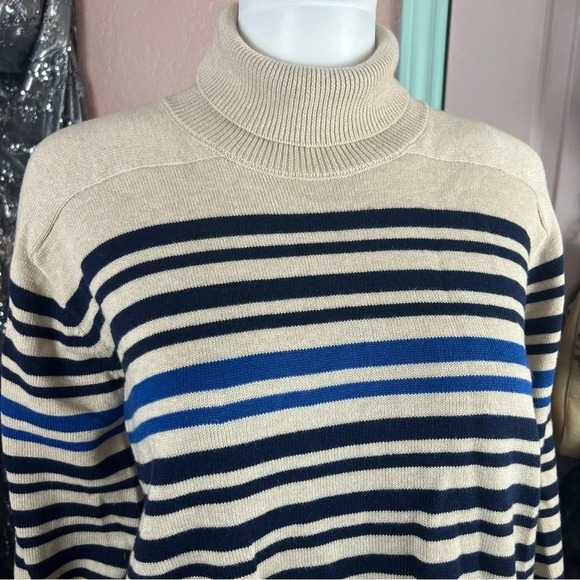 NWT Rag & Bone Ann Striped Turtleneck Sweater in Oatmeal Multi - Picture 7 of 13